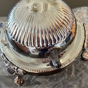 Vintage silver roll top candy dish